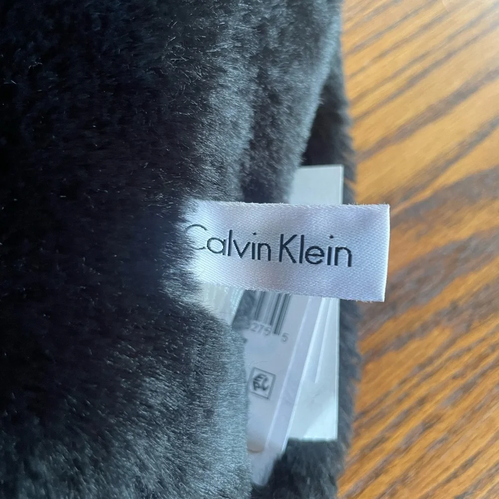 Calvin Klein Lux Faux Fur Infinity Scarf - Black